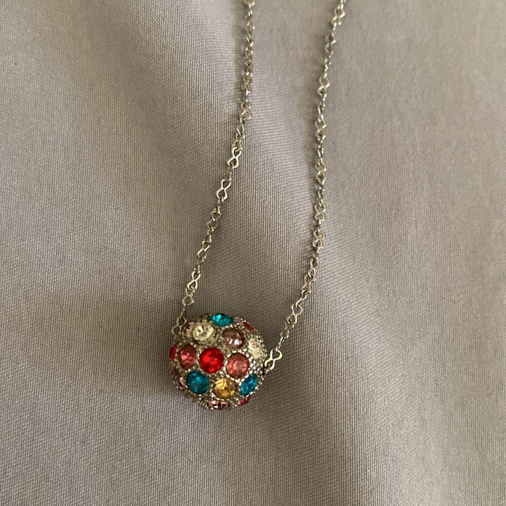 F21 Round bead multi colored ball pendant necklace